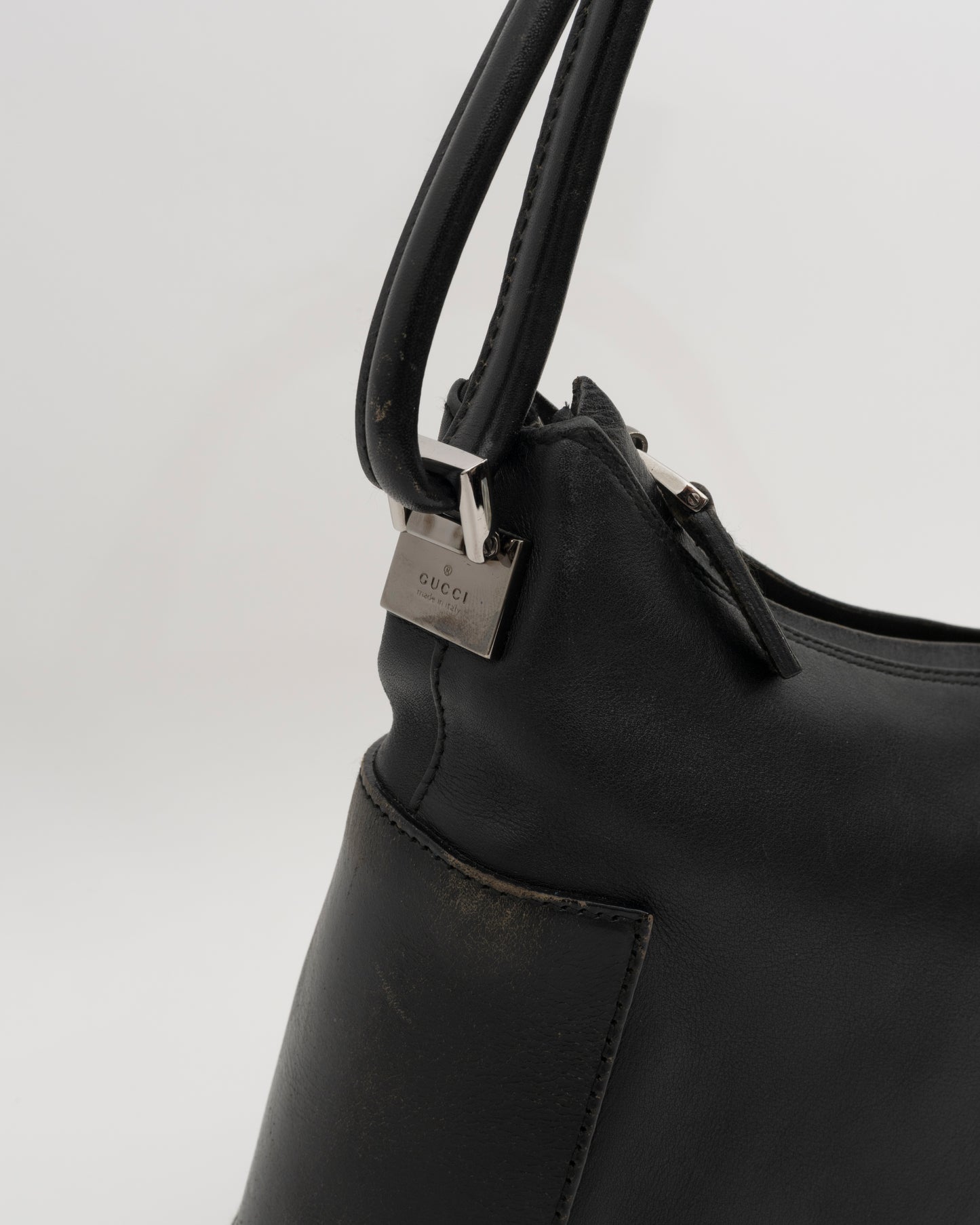 90s GUCCI Tom Ford Era Black Leather Hobo Bag