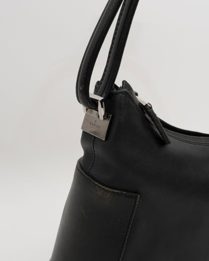 90s GUCCI Tom Ford Era Black Leather Hobo Bag