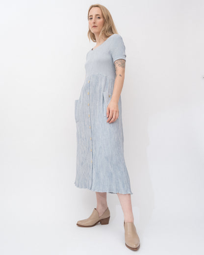 Vintage Gingham Seersucker Dress (S/M)