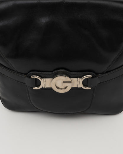 70s GUCCI Black Leather Saddle Bag