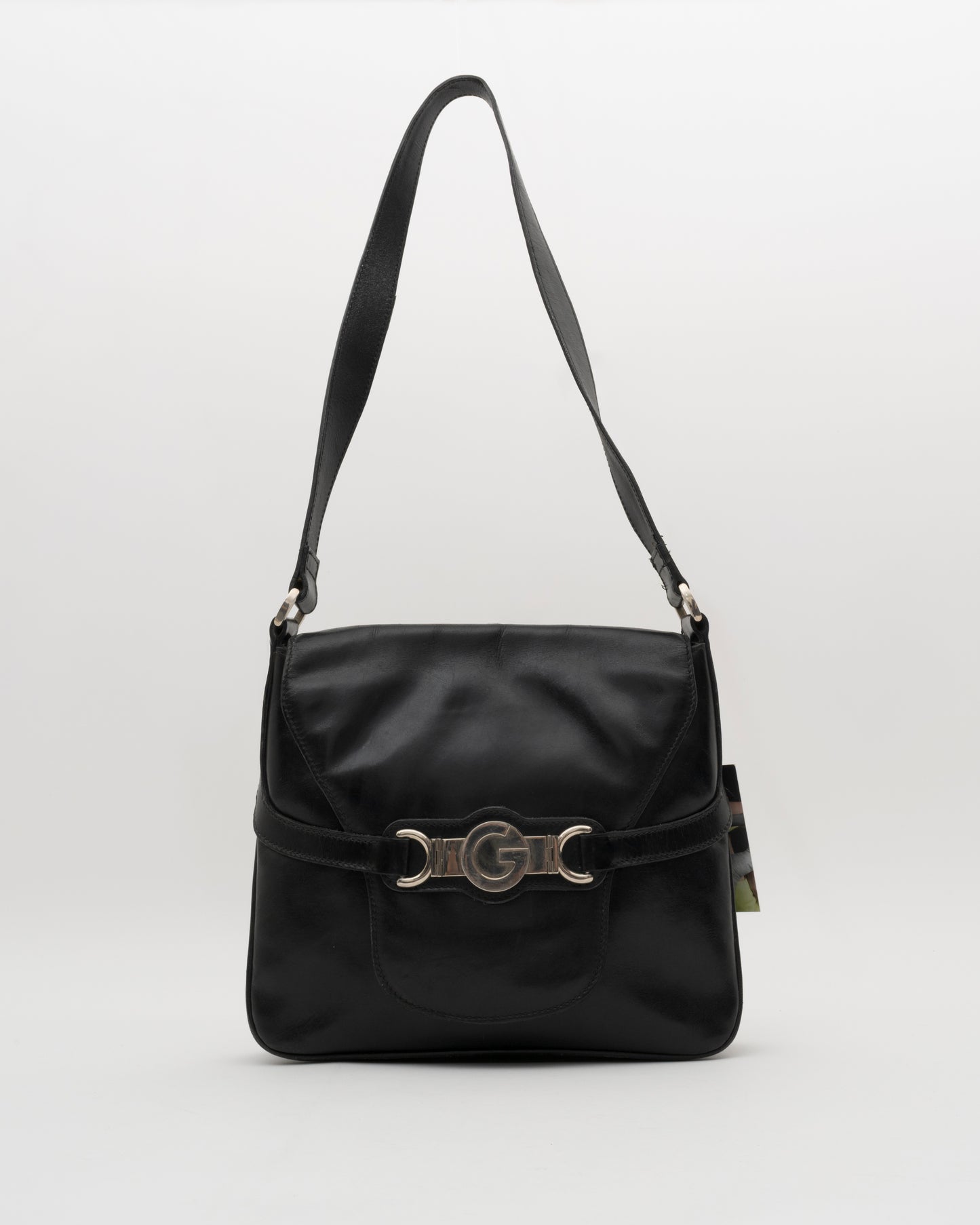 70s GUCCI Black Leather Saddle Bag