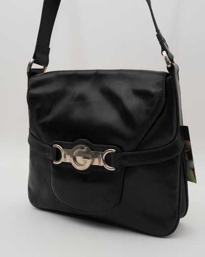 70s GUCCI Black Leather Saddle Bag