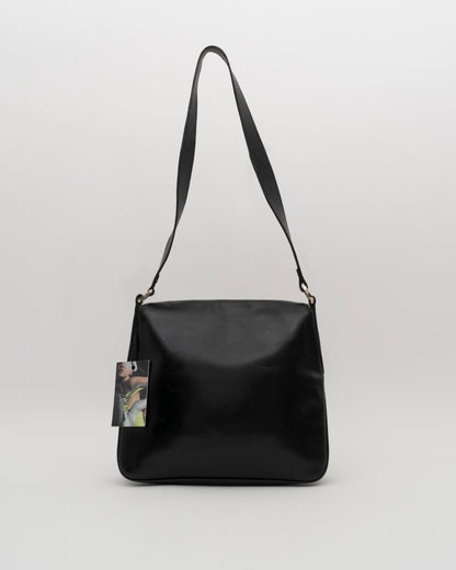 70s GUCCI Black Leather Saddle Bag