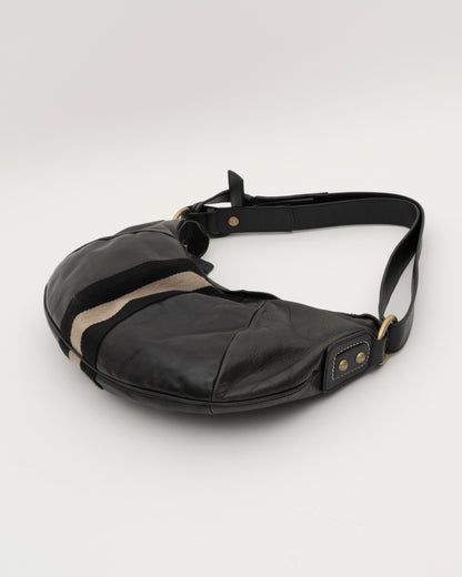2000s BALLYS Back Striped Leather Hobo Bag