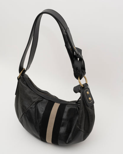 2000s BALLYS Back Striped Leather Hobo Bag