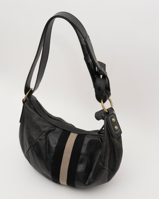 2000s BALLYS Back Striped Leather Hobo Bag