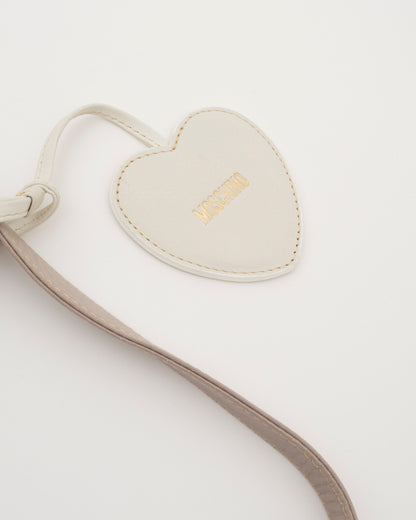 90s MOSCHINO Colorblock Leather Shoulder Bag w/Heart Mirror Charm