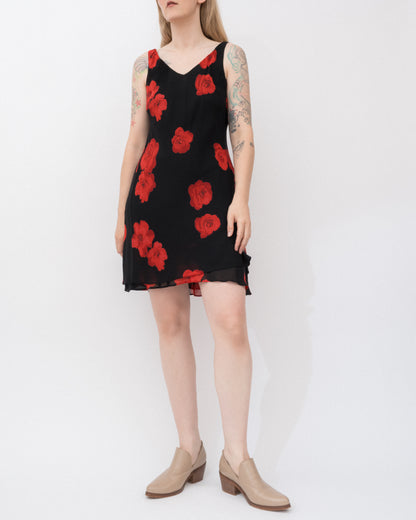 Vintage Chiffon Peony Dress (S/M)