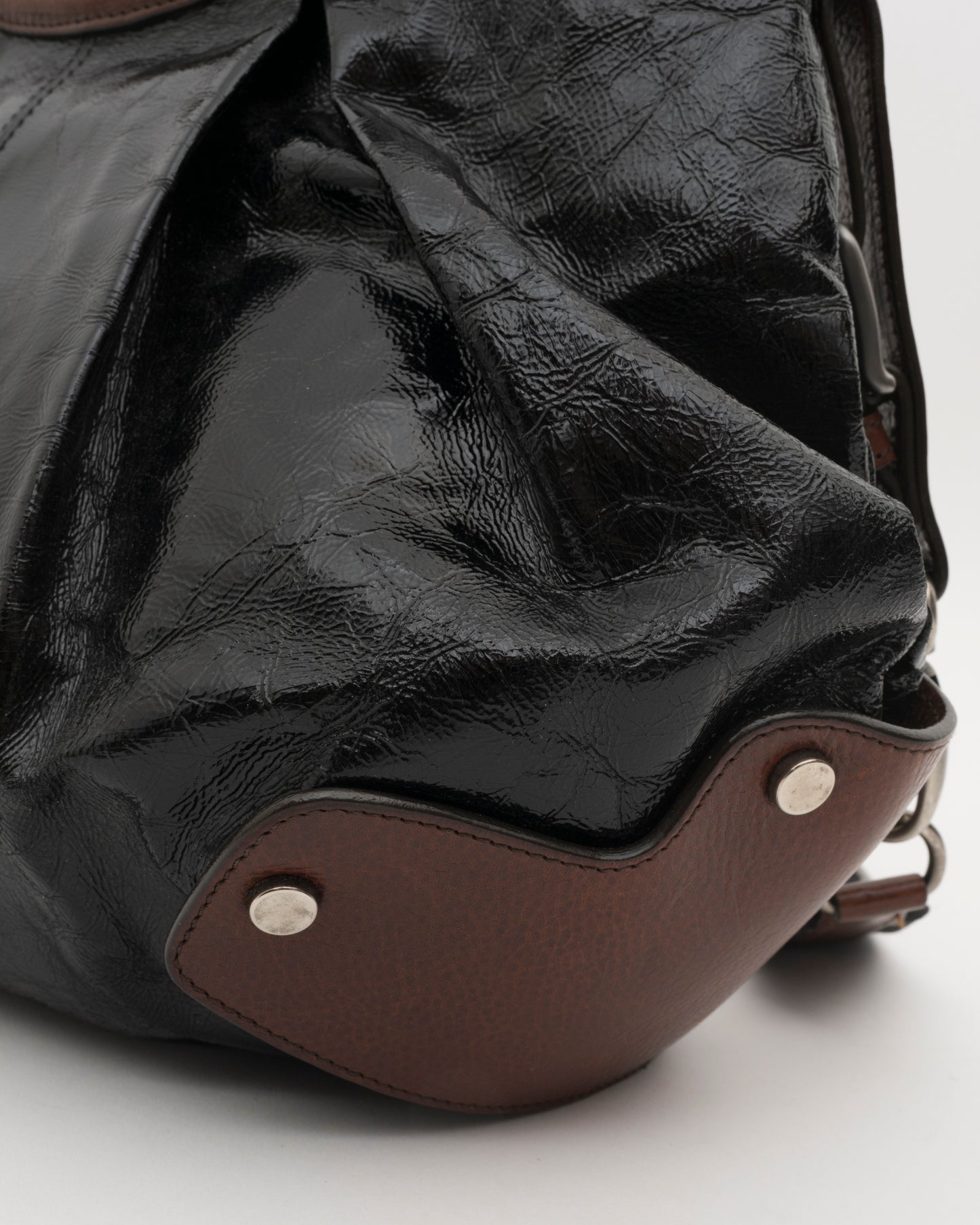 2000s MARNI Black Patent Leather Balloon 2-Way Bag