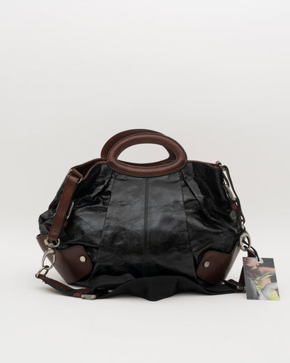 2000s MARNI Black Patent Leather Balloon 2-Way Bag