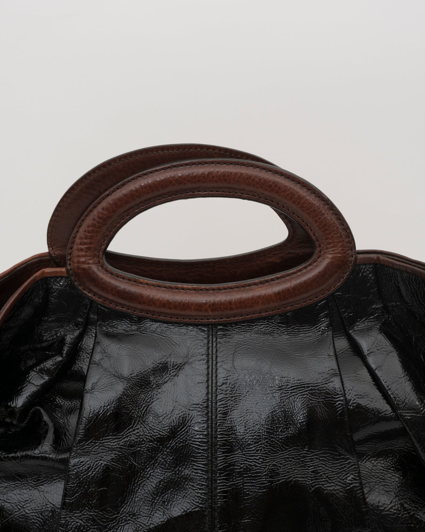 2000s MARNI Black Patent Leather Balloon 2-Way Bag