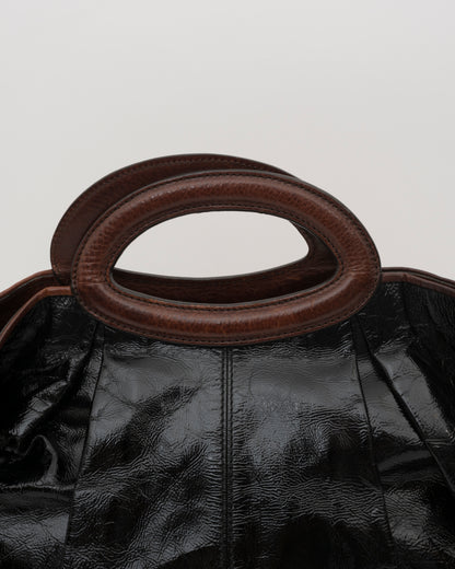 2000s MARNI Black Patent Leather Balloon 2-Way Bag