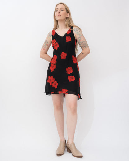 Vintage Chiffon Peony Dress (S/M)