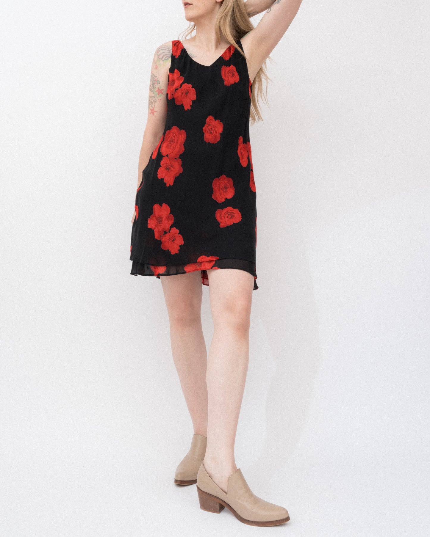 Vintage Chiffon Peony Dress (S/M)