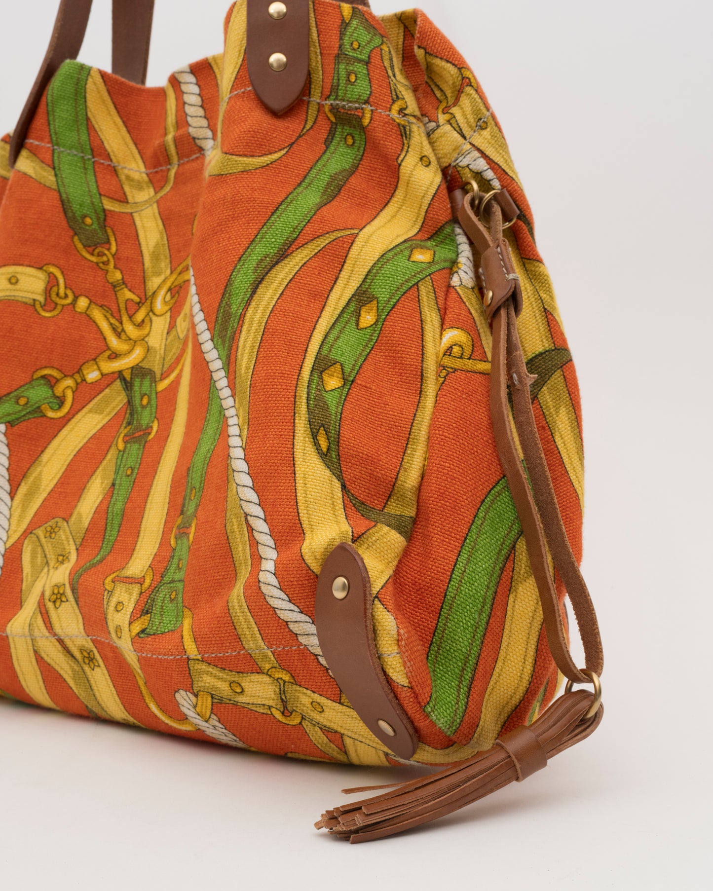 2000s MIU MIU Equestrian Canvas & Leather Bag