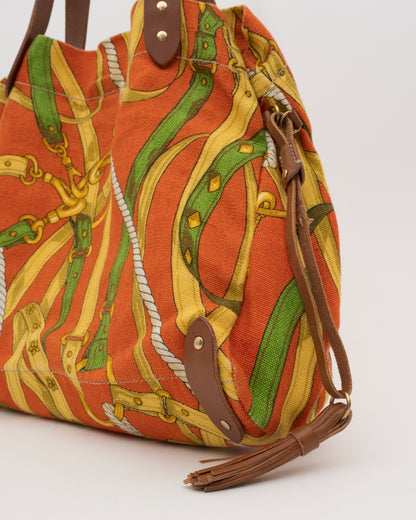 2000s MIU MIU Equestrian Canvas & Leather Bag