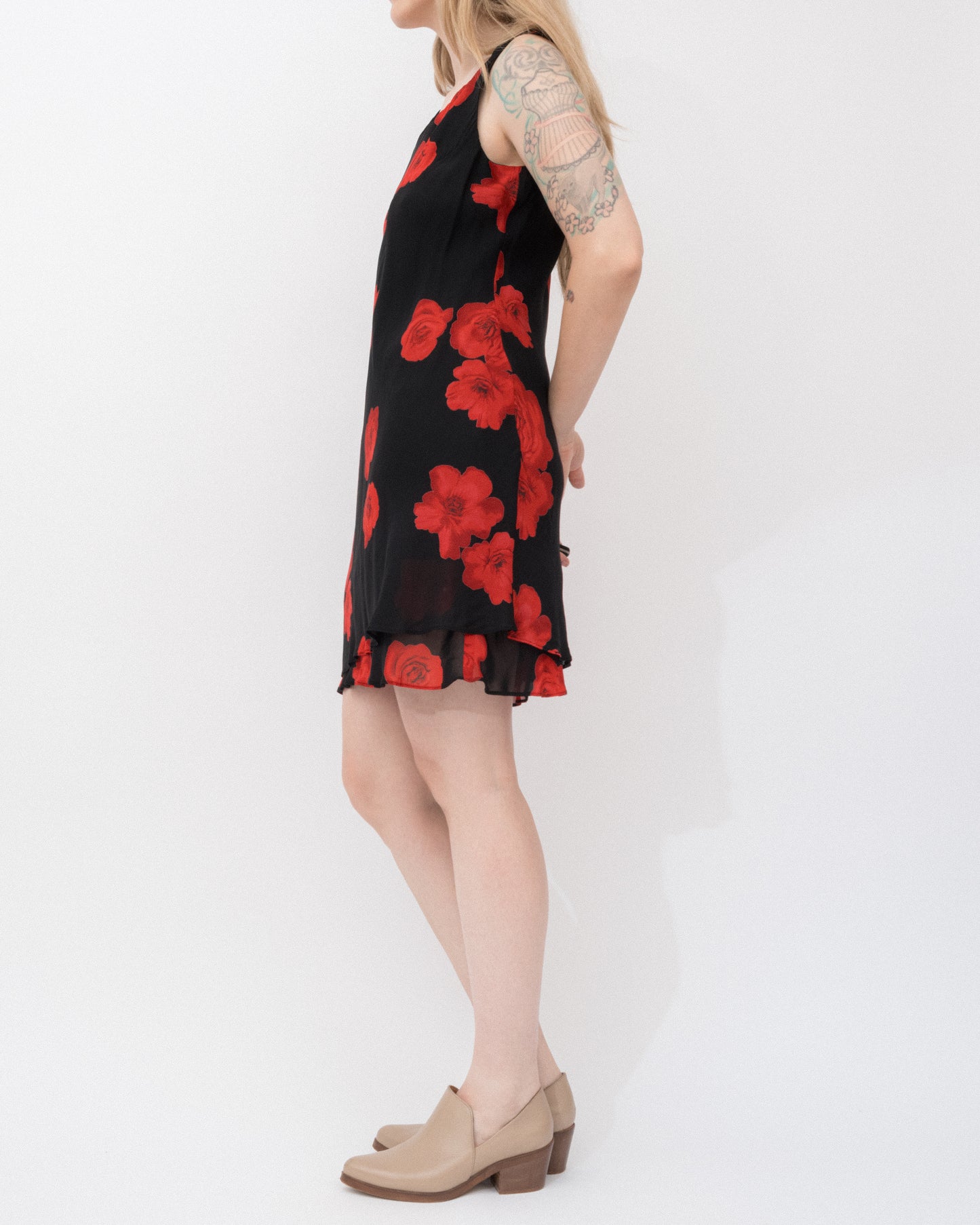 Vintage Chiffon Peony Dress (S/M)