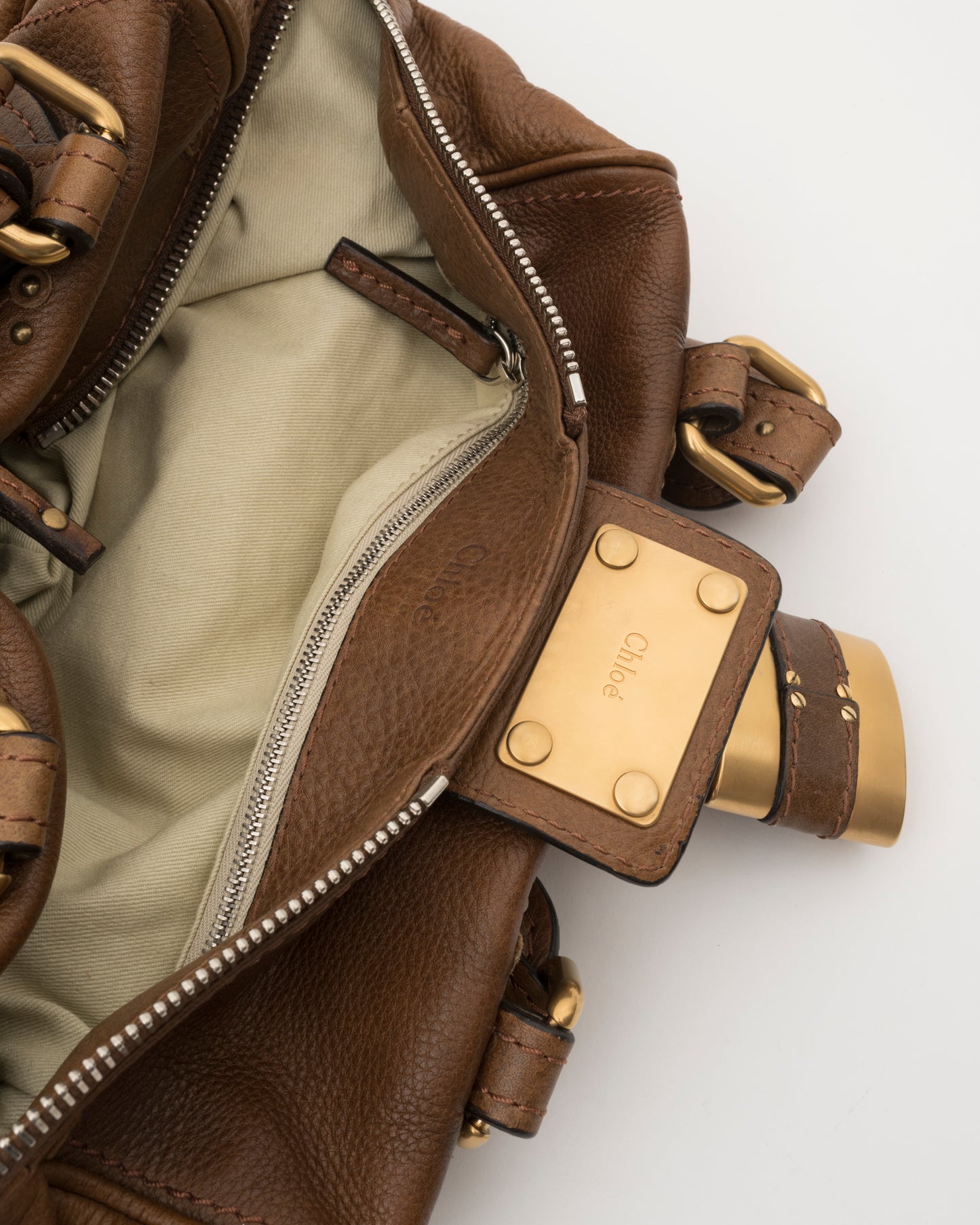 2000s CHLOE Brown Leather Paddington w/Padlock & Key