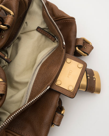 2000s CHLOE Brown Leather Paddington w/Padlock & Key