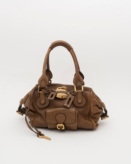 2000s CHLOE Brown Leather Paddington w/Padlock & Key