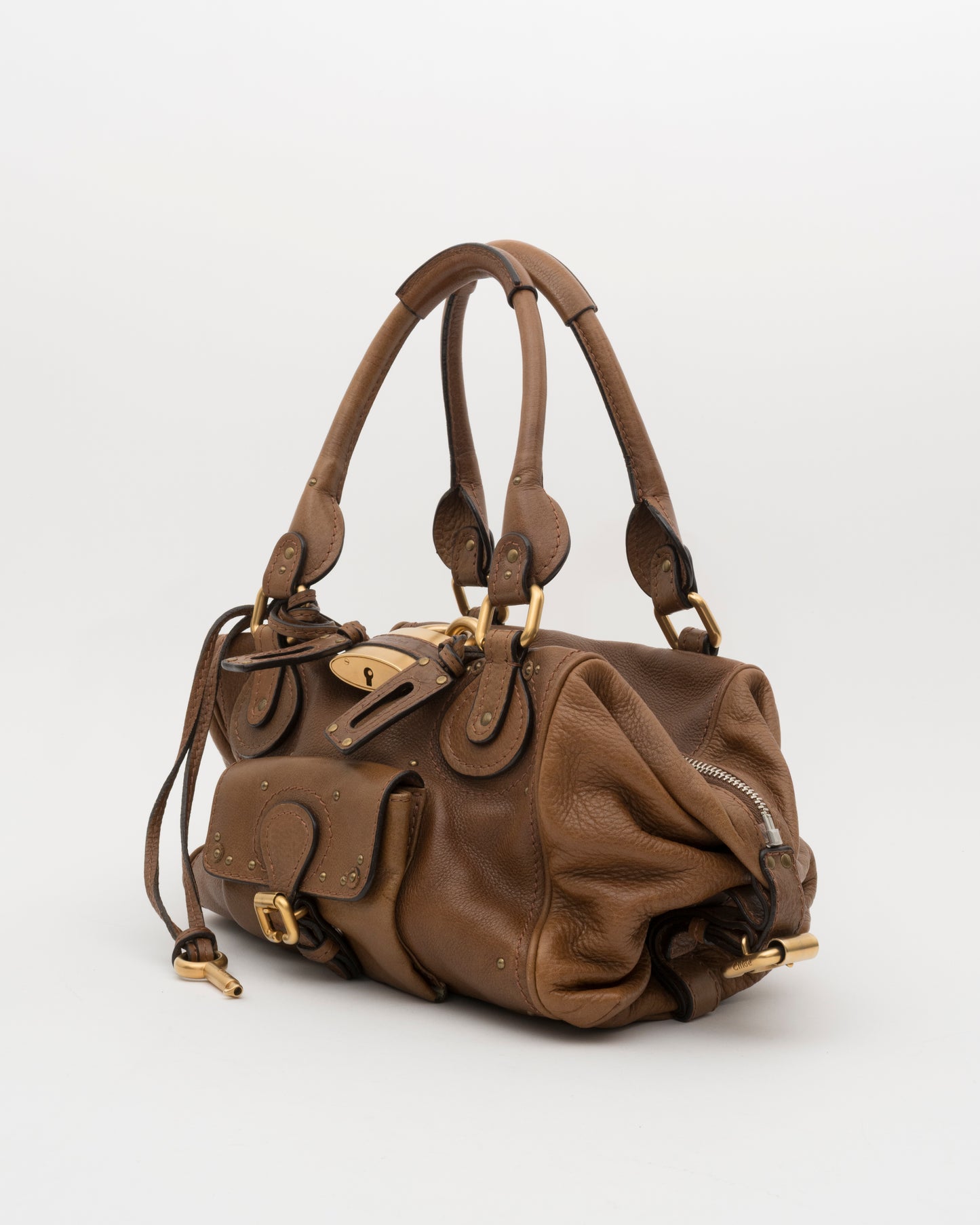 2000s CHLOE Brown Leather Paddington w/Padlock & Key