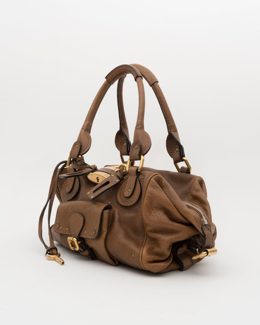 2000s CHLOE Brown Leather Paddington w/Padlock & Key