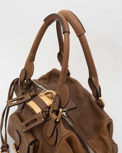 2000s CHLOE Brown Leather Paddington w/Padlock & Key