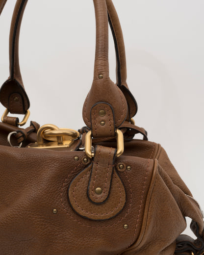 2000s CHLOE Brown Leather Paddington w/Padlock & Key