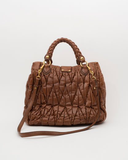 2000s MIU MIU Cognac Medium Matelasse Bag