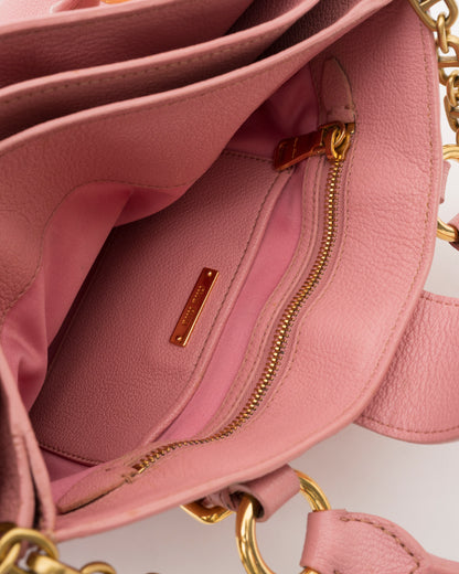 2000s MIU MIU Pink Madras Leather Structured Lock Satchel