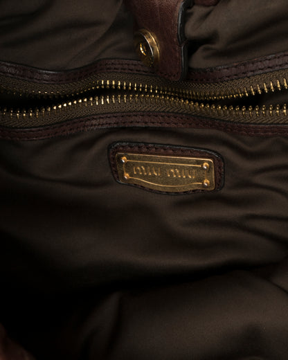 2000s MIU MIU Studded Brown Quilted Leather Bag