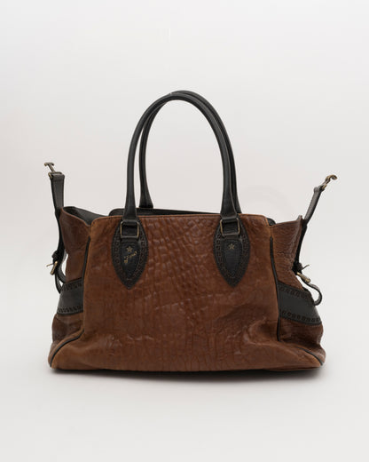 2000s FENDI Brown Leather Large Etniko Du Jour Bag