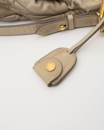 2000s MIU MIU Beige Matelasse Leather Coffer Bag