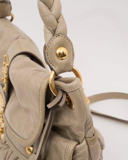 2000s MIU MIU Beige Matelasse Leather Coffer Bag