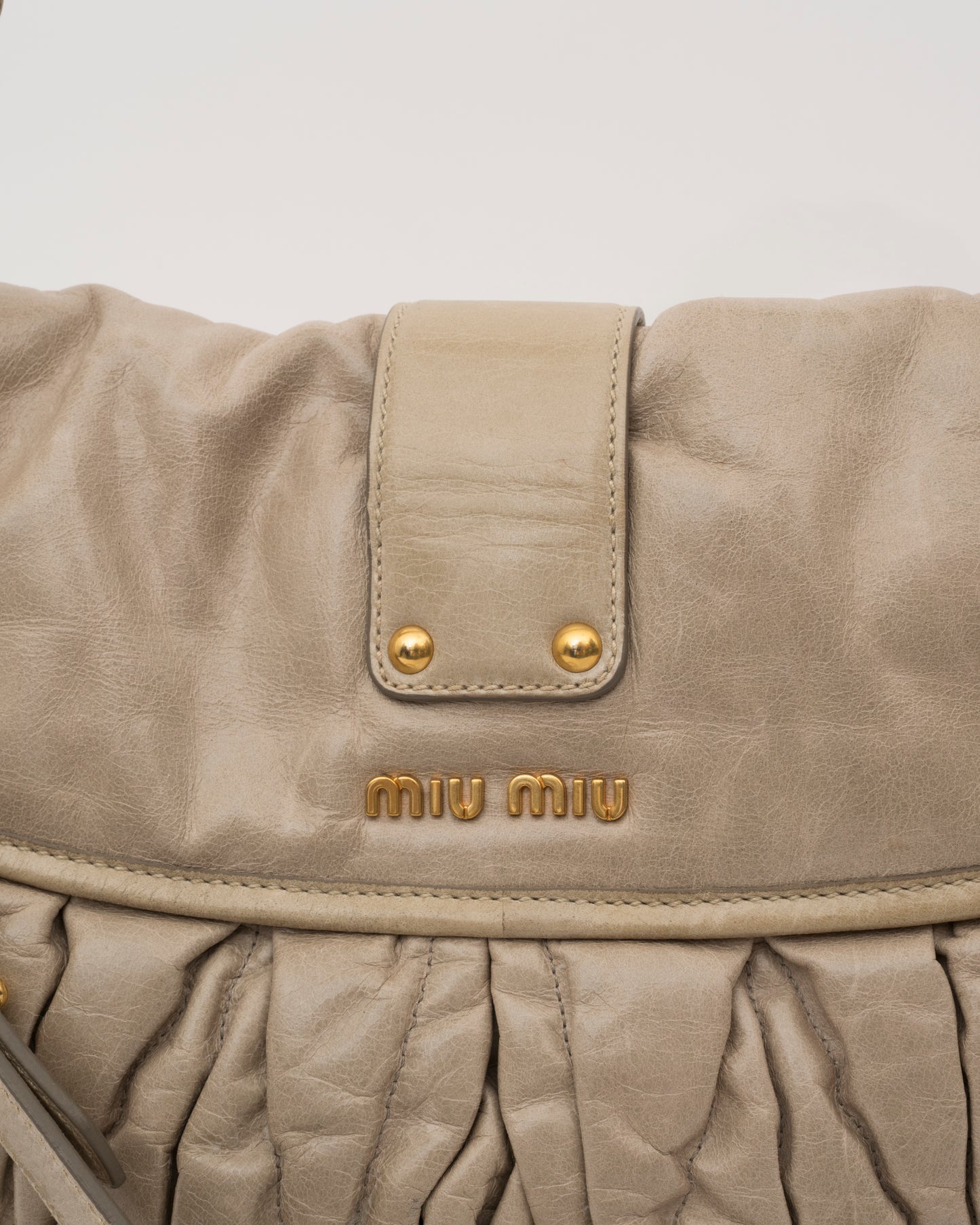 2000s MIU MIU Beige Matelasse Leather Coffer Bag