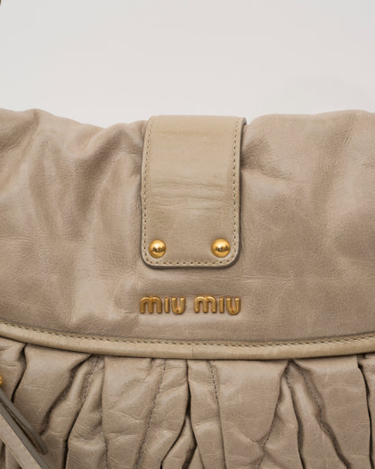 2000s MIU MIU Beige Matelasse Leather Coffer Bag