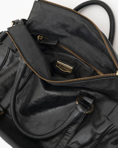 2000s MIU MIU Vitello Lux Black Large Bow Bag
