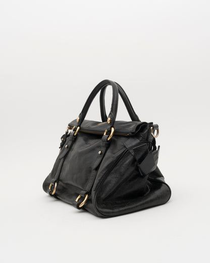 2000s MIU MIU Vitello Lux Black Large Bow Bag