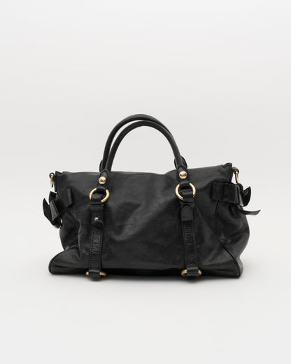 2000s MIU MIU Vitello Lux Black Large Bow Bag