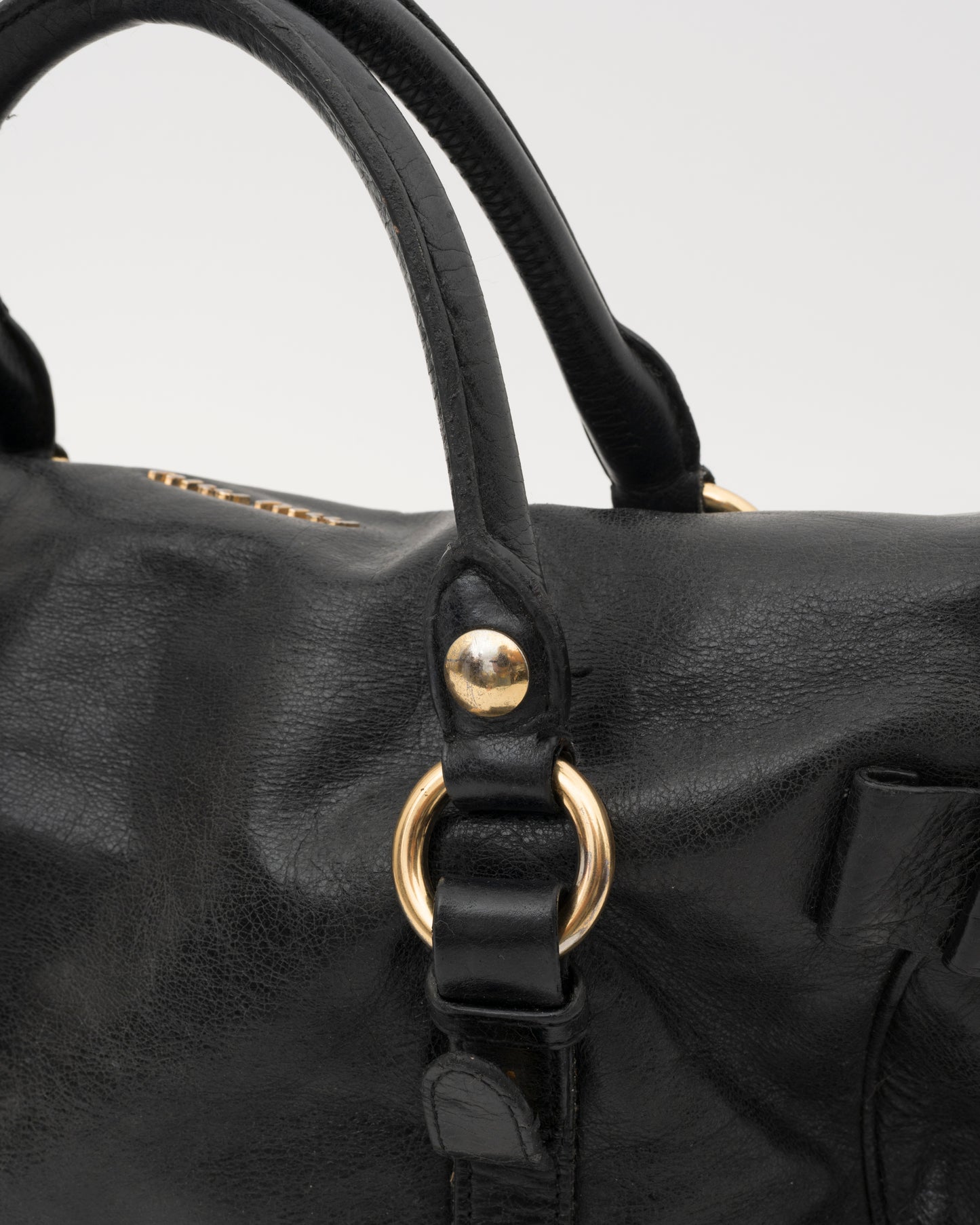 2000s MIU MIU Vitello Lux Black Large Bow Bag