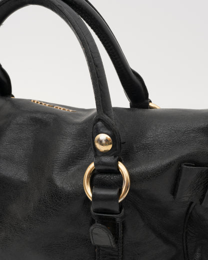 2000s MIU MIU Vitello Lux Black Large Bow Bag