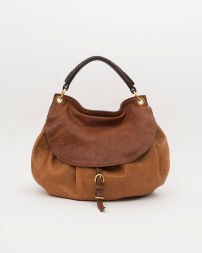 2000s MIU MIU Two Tone Tan & Brown Hobo Bag