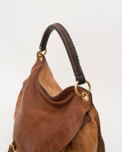 2000s MIU MIU Two Tone Tan & Brown Hobo Bag
