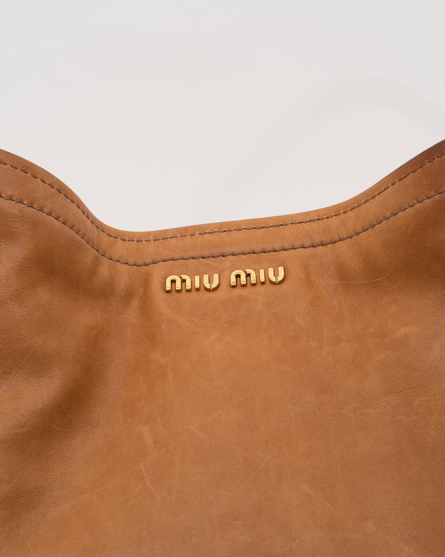 2000s MIU MIU Two Tone Tan & Brown Hobo Bag