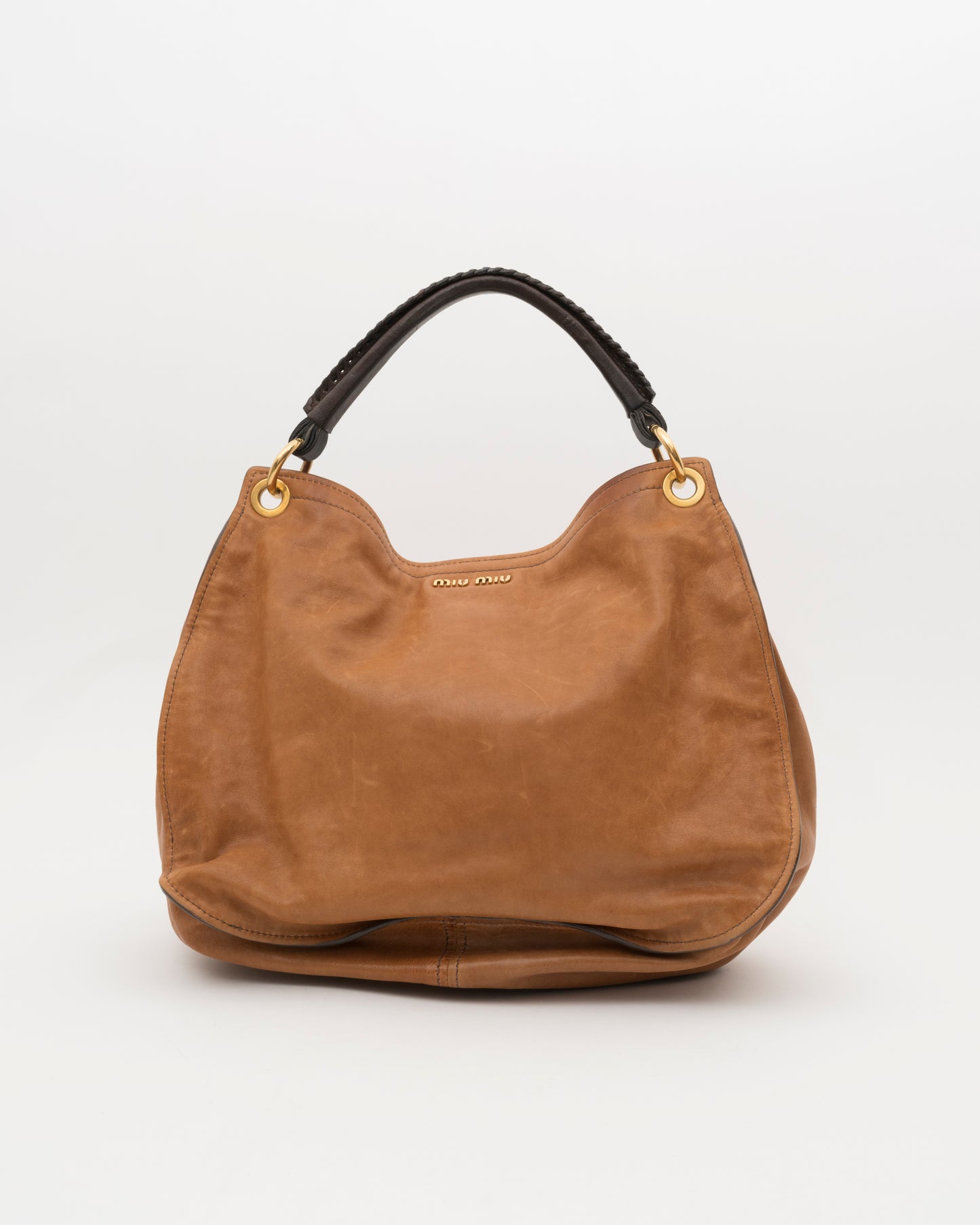 2000s MIU MIU Two Tone Tan & Brown Hobo Bag