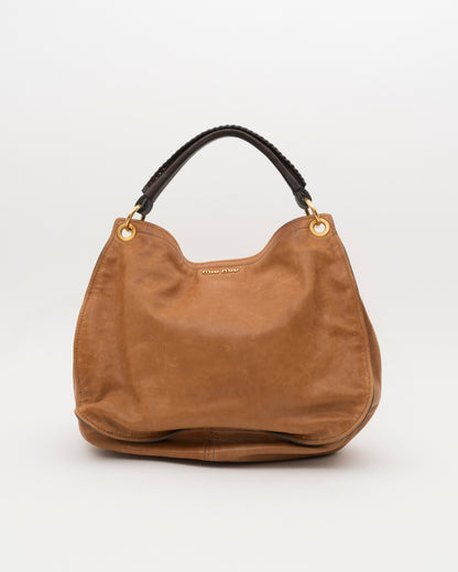 2000s MIU MIU Two Tone Tan & Brown Hobo Bag