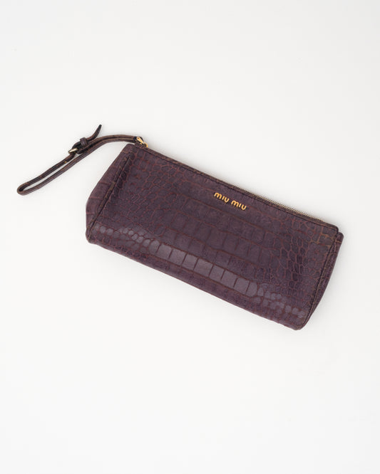 VTG MIU MIU Purple Embossed Clutch Bag