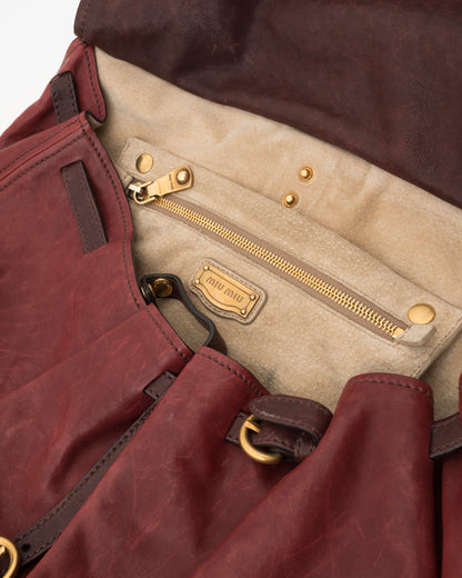 2000s MIU MIU Two Tone Maroon & Brown Hobo Bag
