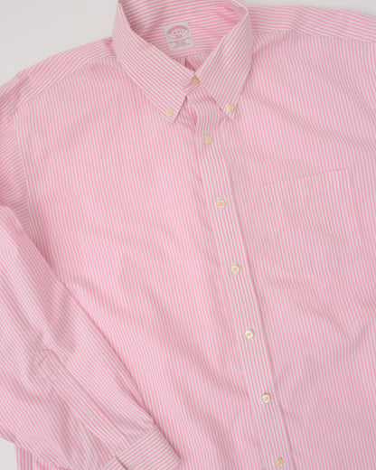 Vintage Pink + White Striped Boyfriend Shirt (S-L)