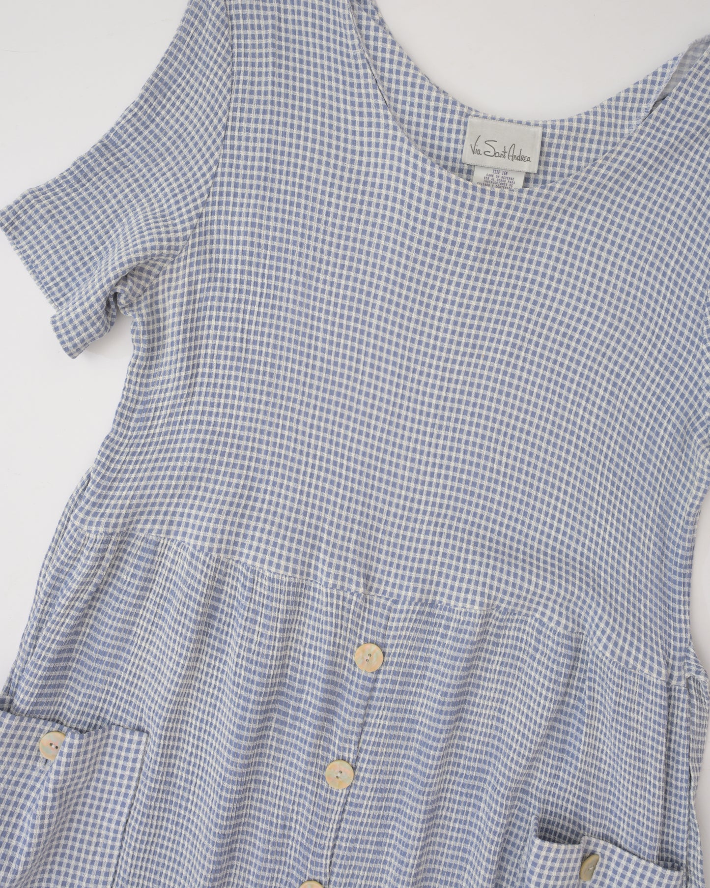 Vintage Gingham Seersucker Dress (S/M)